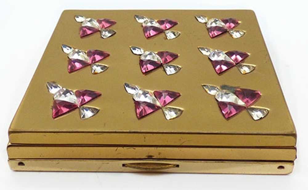 Wadsworth Jeweled Pink Clear Rhinestone Compact - image 2