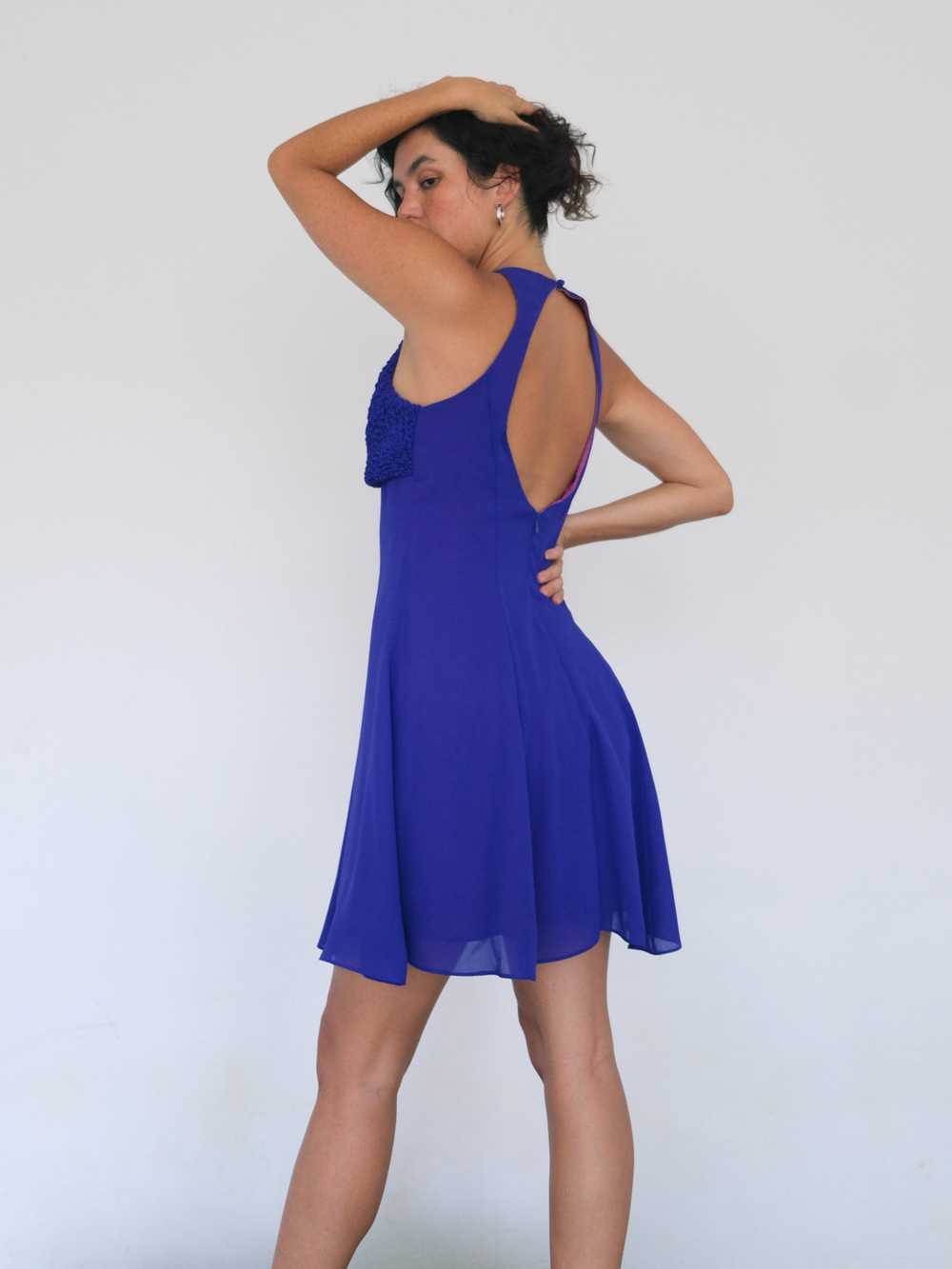 90s Halter Silk Chiffon Skater Dress (S) - image 6