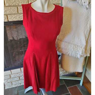 Vintage Vintage Red Wool Fit & Flare Sleeveless D… - image 1