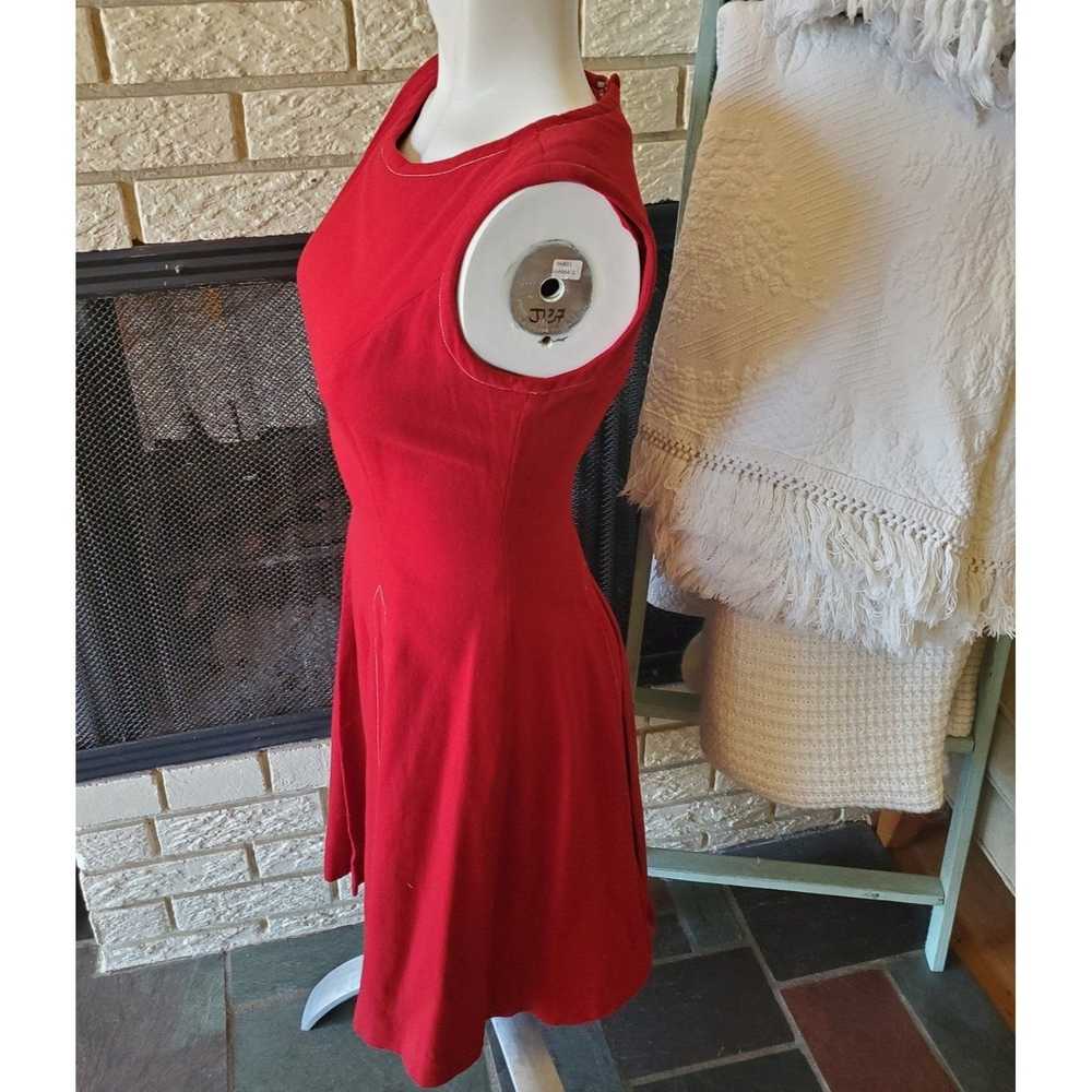 Vintage Vintage Red Wool Fit & Flare Sleeveless D… - image 2