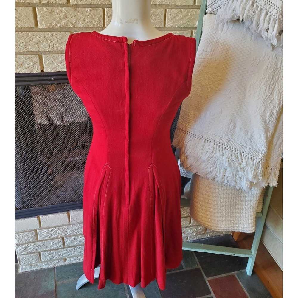 Vintage Vintage Red Wool Fit & Flare Sleeveless D… - image 3