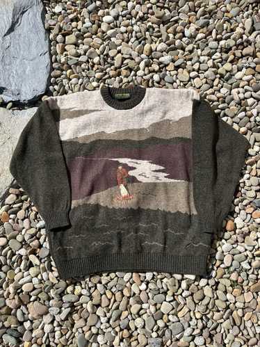 Art × Coloured Cable Knit Sweater × Vintage Count… - image 1