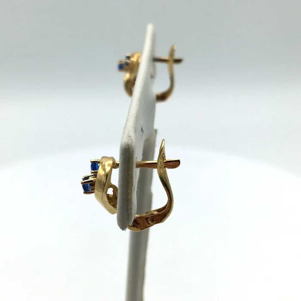 14K Lab Sapphire and Cubic Zirconia Earring - image 3