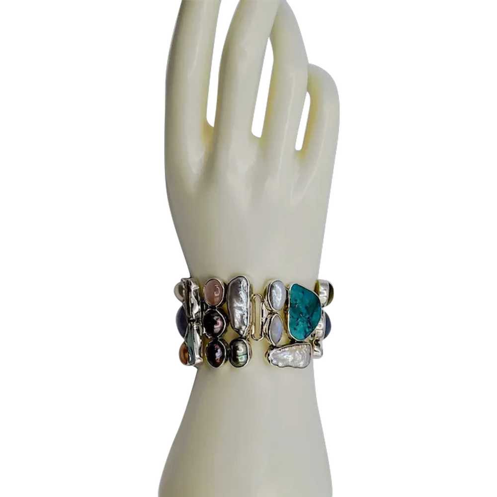 Sterling Chunky Multi Gemstone Diccis Bracelet - image 4