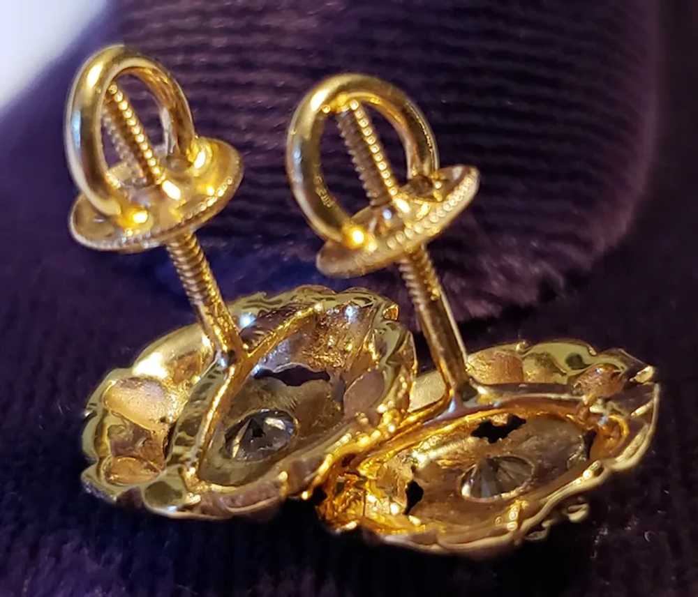 Vintage 14K Gold Diamond Stud Earrings - image 4