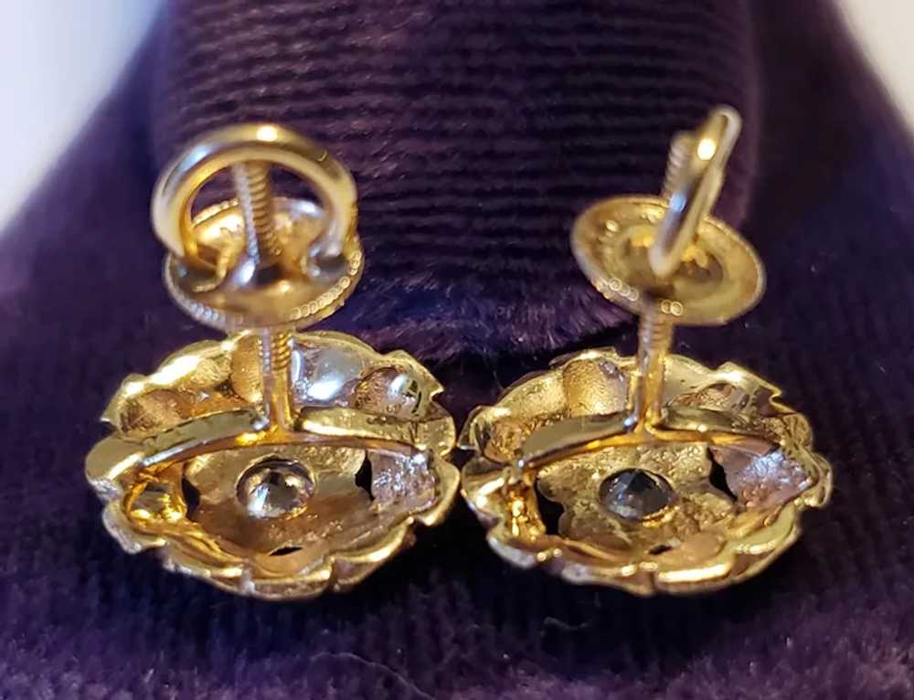 Vintage 14K Gold Diamond Stud Earrings - image 5