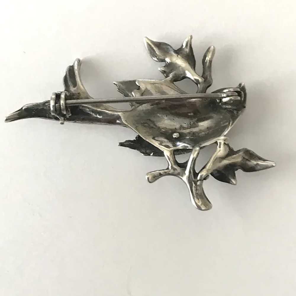 Wonderful! Vintage Sterling Silver Songbird on Br… - image 10