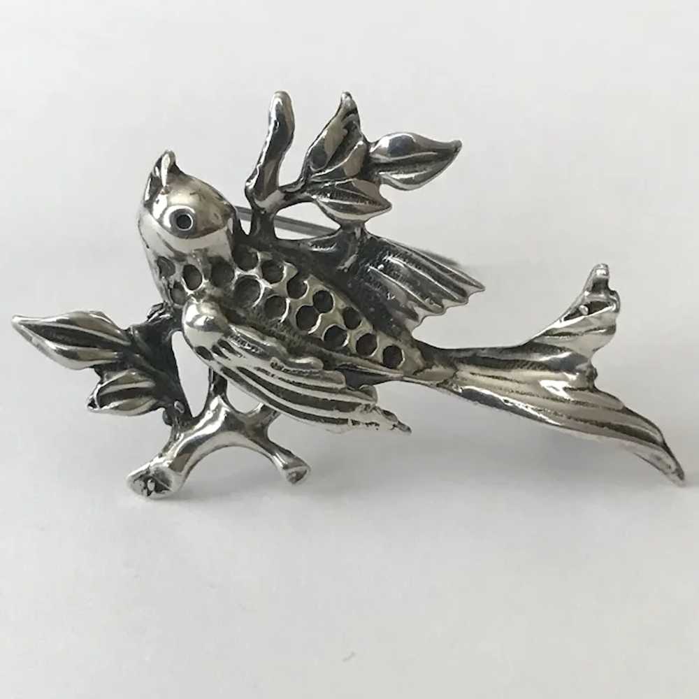 Wonderful! Vintage Sterling Silver Songbird on Br… - image 6