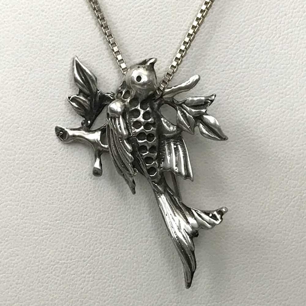 Wonderful! Vintage Sterling Silver Songbird on Br… - image 7