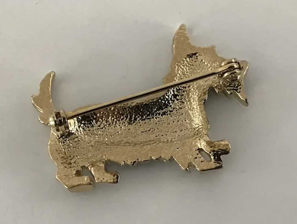 Rhinestone Scottie Dog Pin with Enamel Tuxedo - image 3