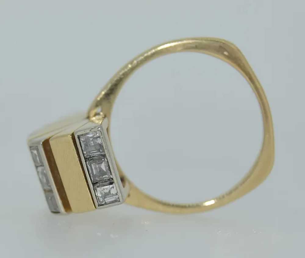 Retro 14K & Princess Cut Diamond Ring - image 11