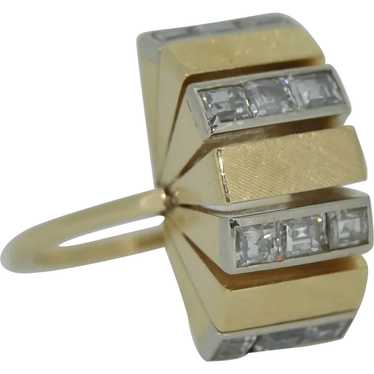 Retro 14K & Princess Cut Diamond Ring