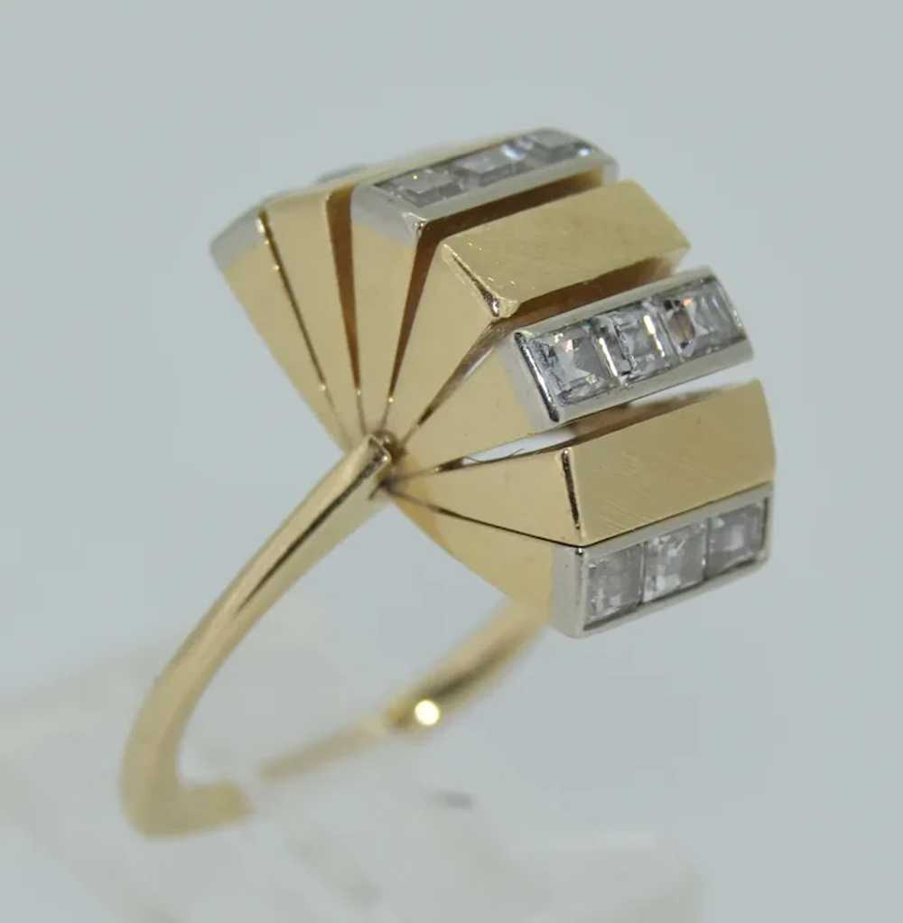 Retro 14K & Princess Cut Diamond Ring - image 3