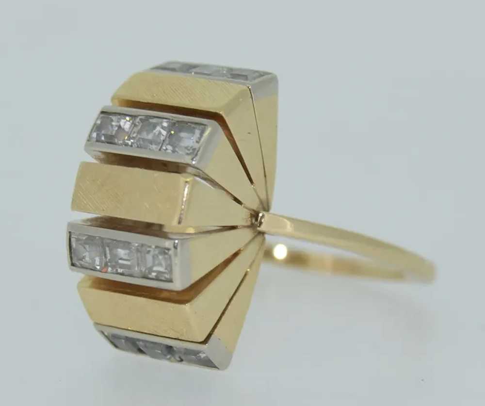 Retro 14K & Princess Cut Diamond Ring - image 4