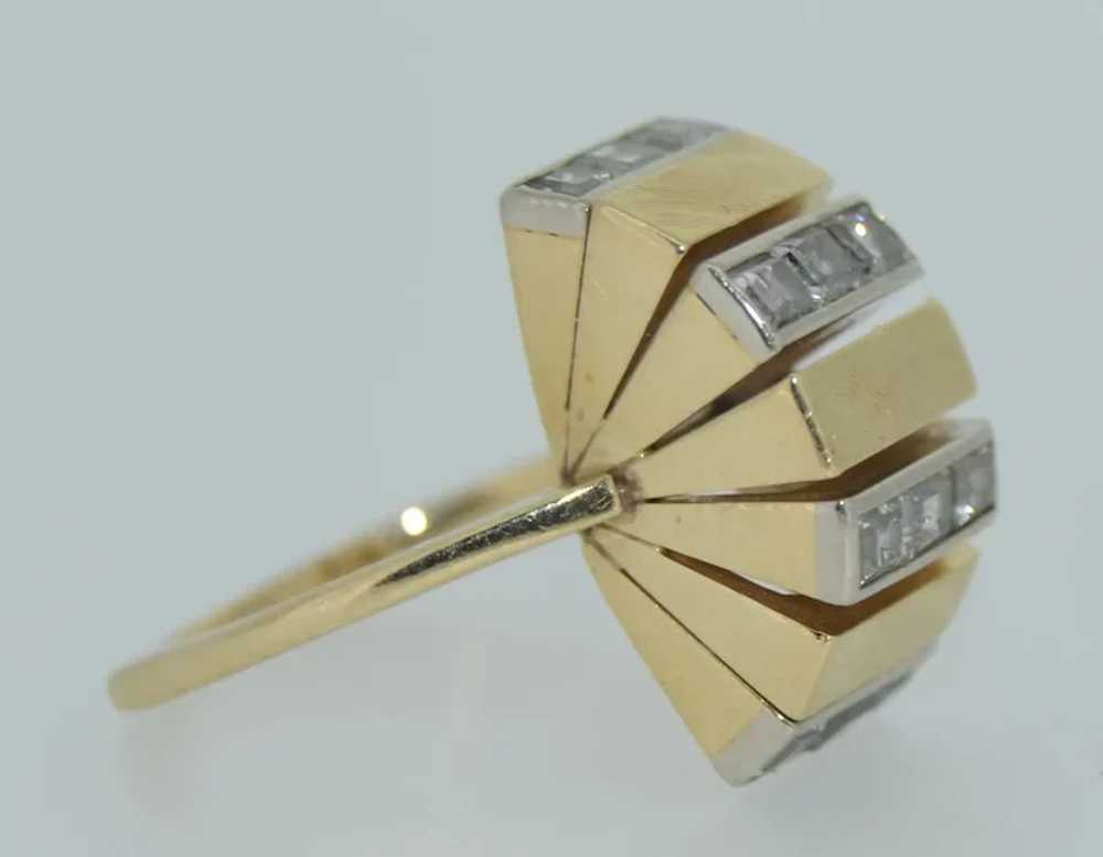 Retro 14K & Princess Cut Diamond Ring - image 5