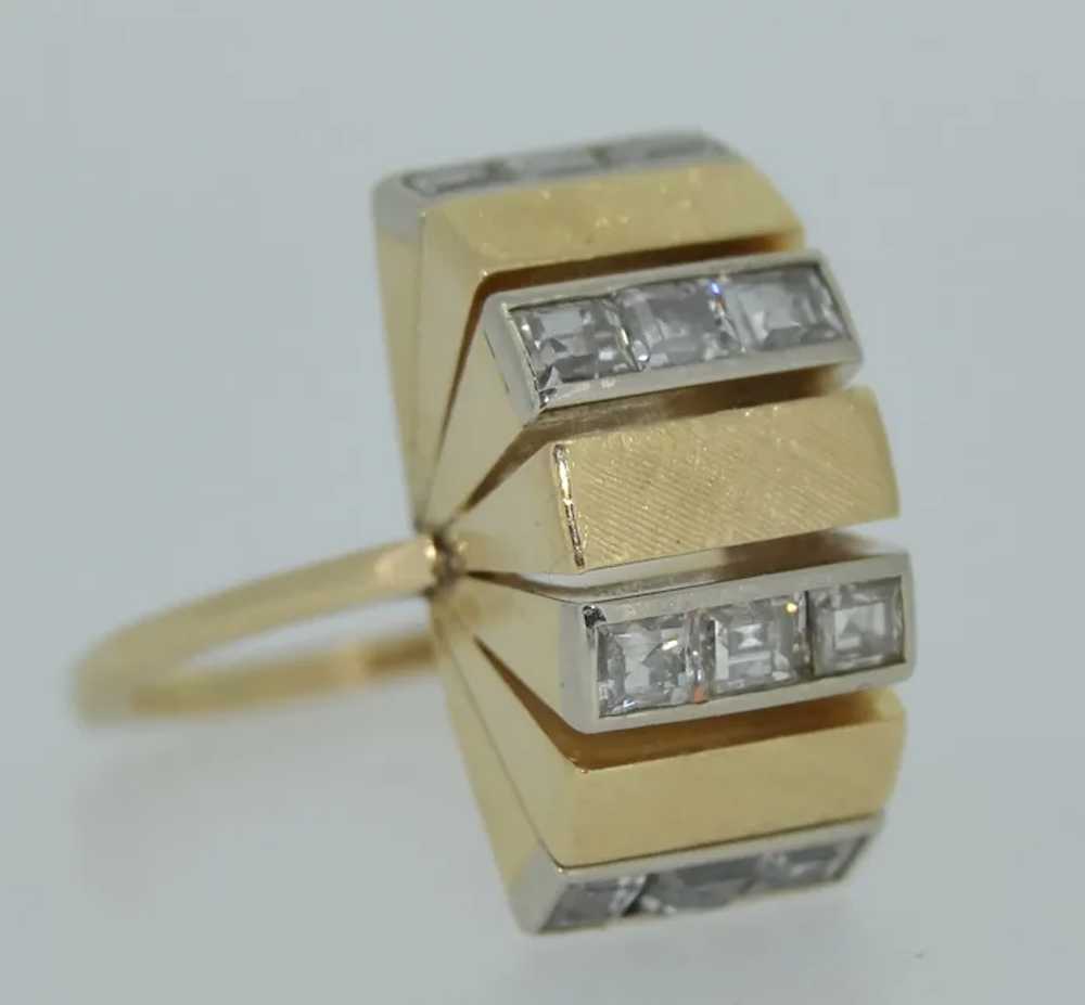 Retro 14K & Princess Cut Diamond Ring - image 6