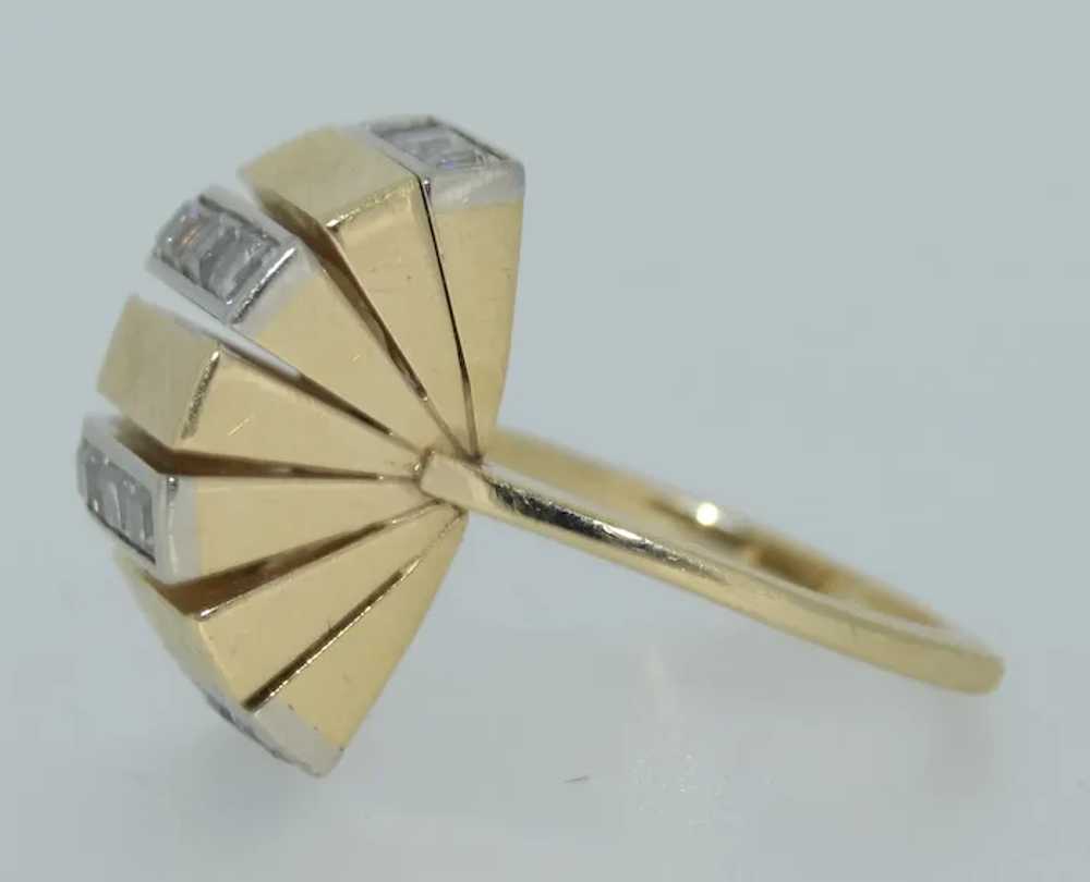 Retro 14K & Princess Cut Diamond Ring - image 7