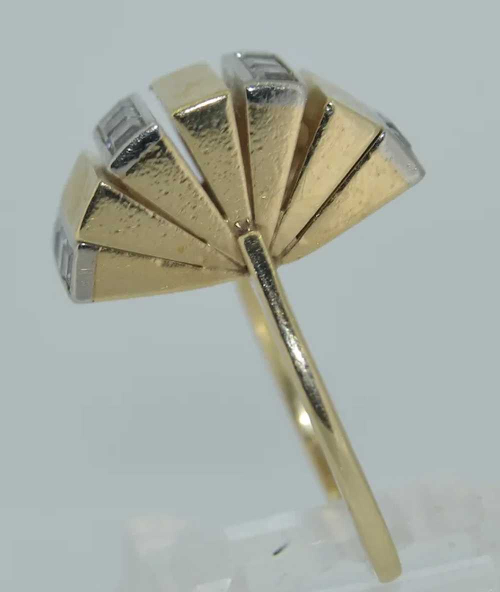 Retro 14K & Princess Cut Diamond Ring - image 8