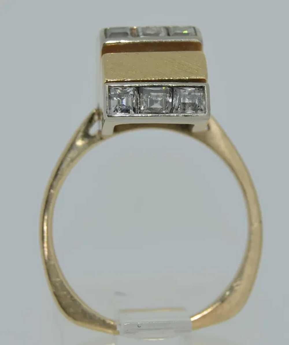 Retro 14K & Princess Cut Diamond Ring - image 9