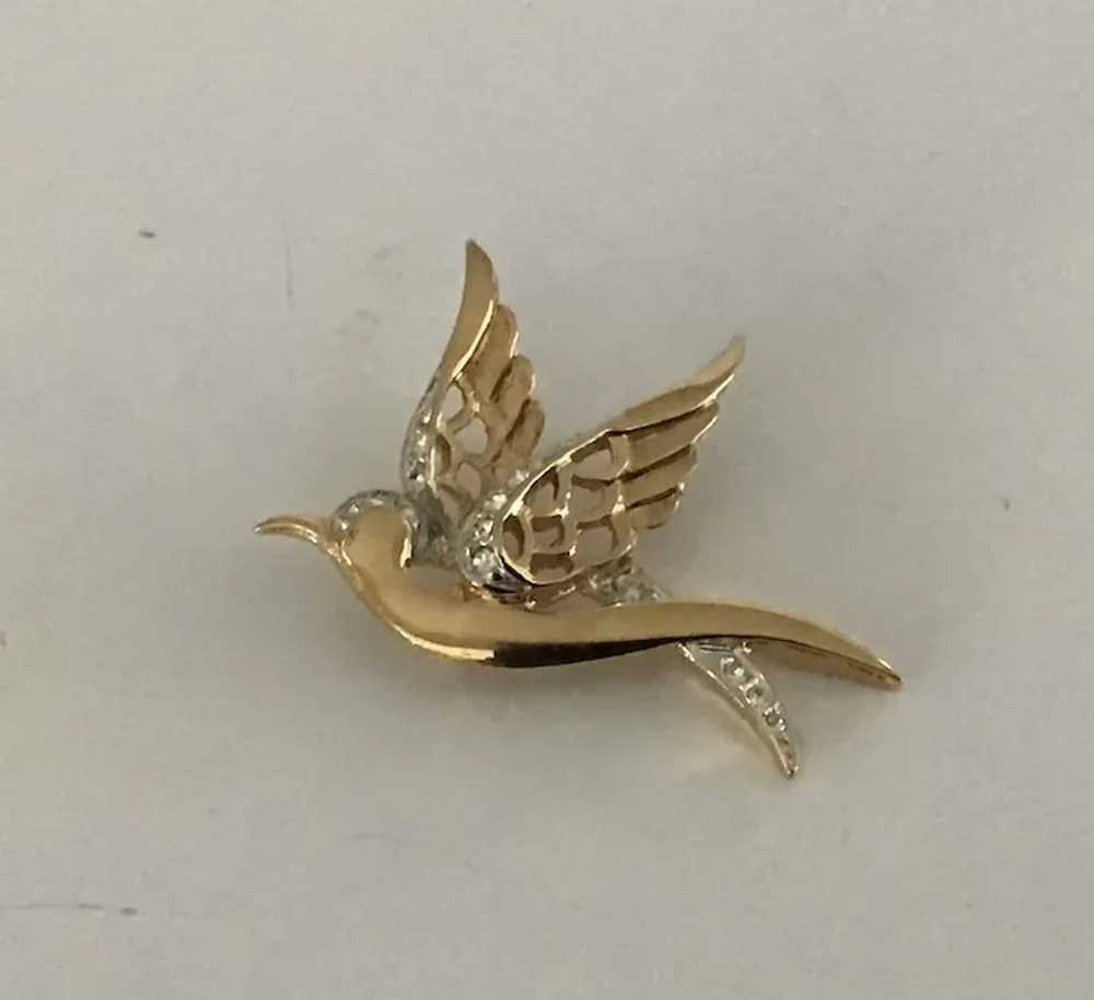 Vintage D’Orlan Gold Tone and Rhinestone Swallow … - image 4