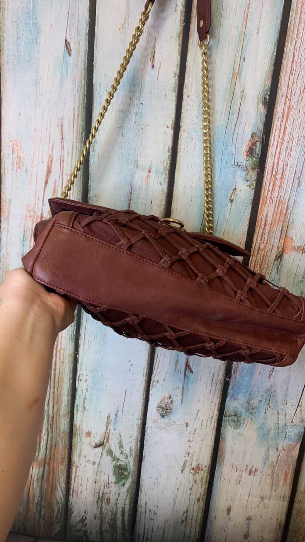 Vintage La Victoire Burgundy Leather & Fabric Pur… - image 5