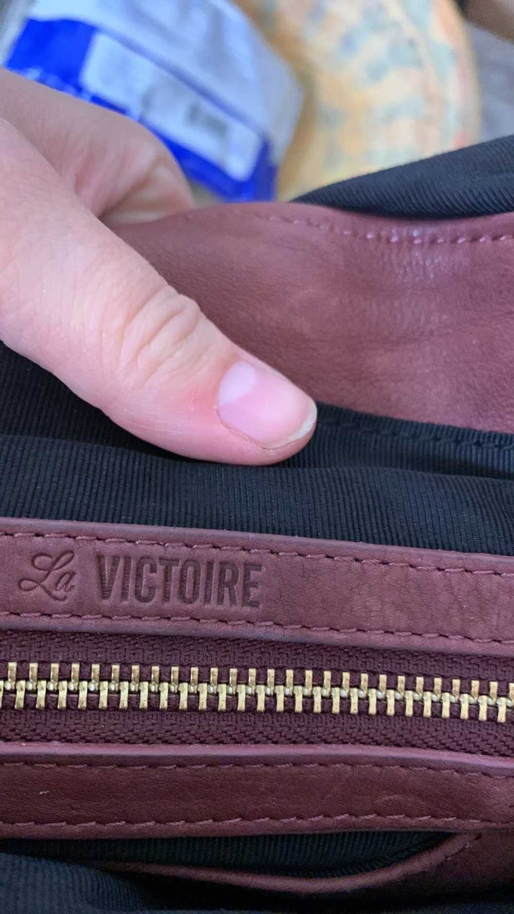 Vintage La Victoire Burgundy Leather & Fabric Pur… - image 8