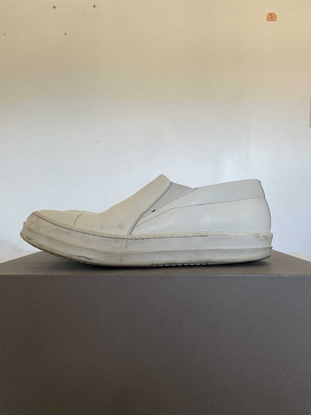 Rick Owens Rick Owens Leather Boat Sneakers - Mil… - image 3