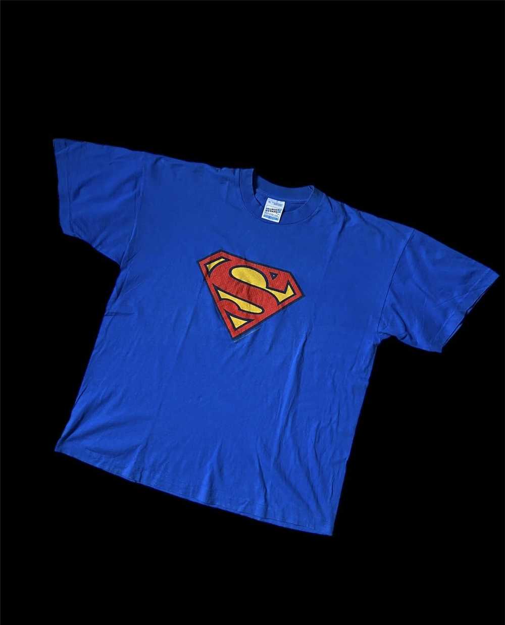 Dc × Movie × Vintage 1994 Superman box logo blue … - image 2