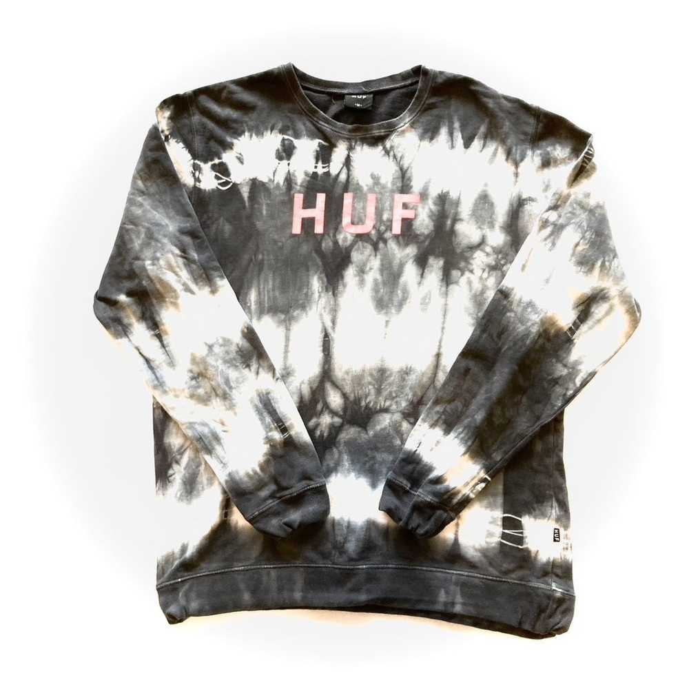 Huf HUF Tie-Dye Longsleeve Sweatshirt center logo… - image 1