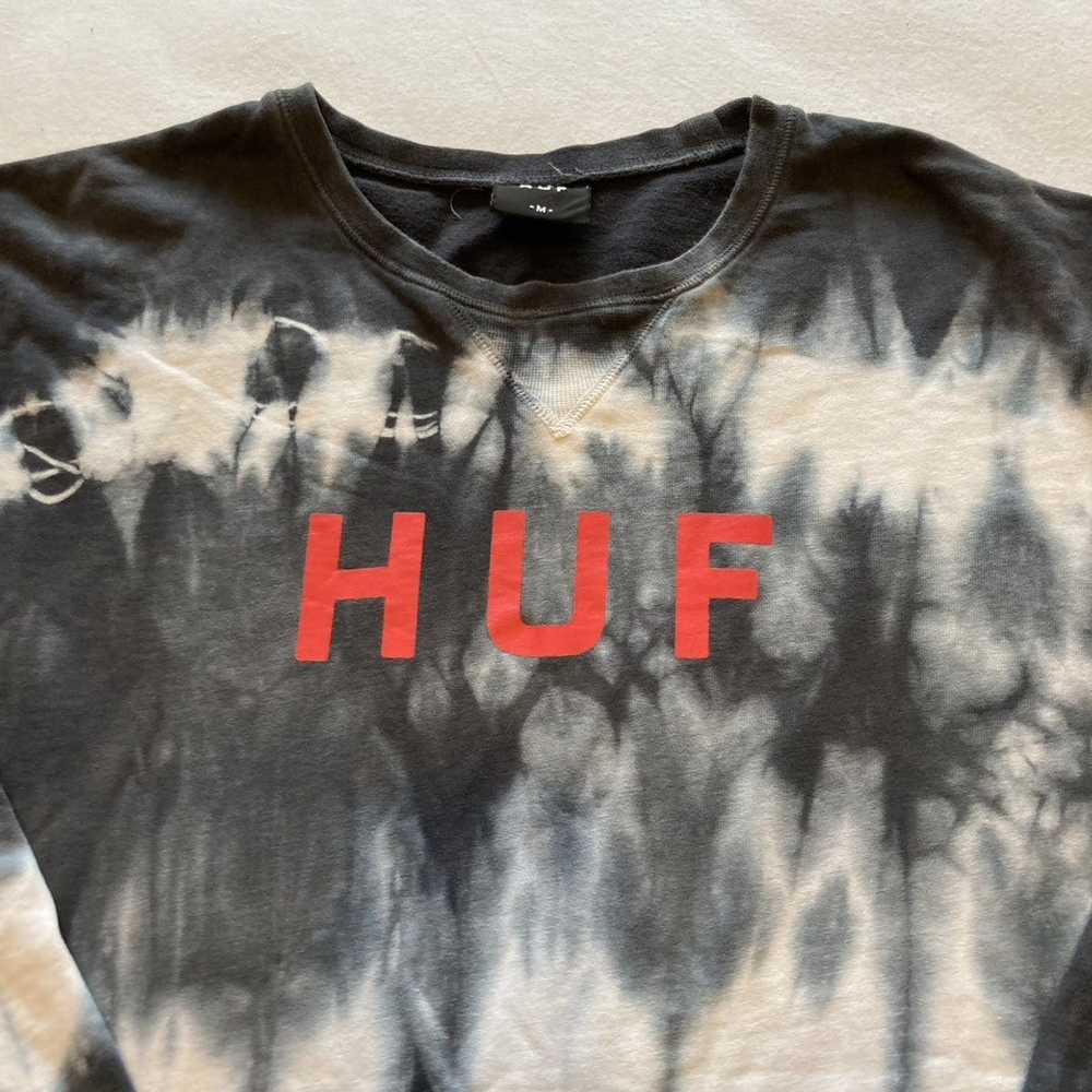 Huf HUF Tie-Dye Longsleeve Sweatshirt center logo… - image 2