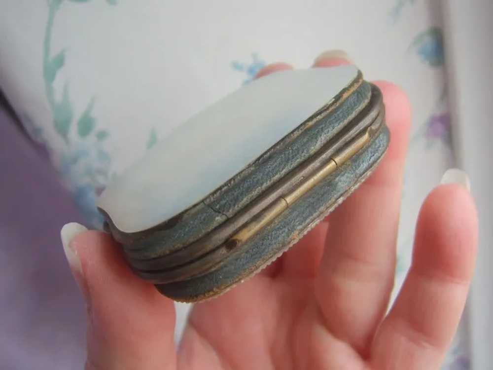 Victorian Mother of Pearl Coin Purse with Blue Le… - image 11