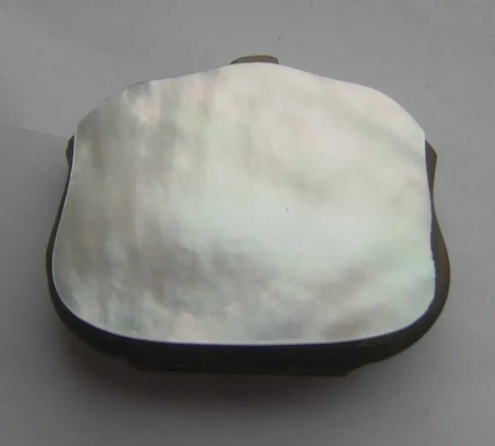 Victorian Mother of Pearl Coin Purse with Blue Le… - image 2