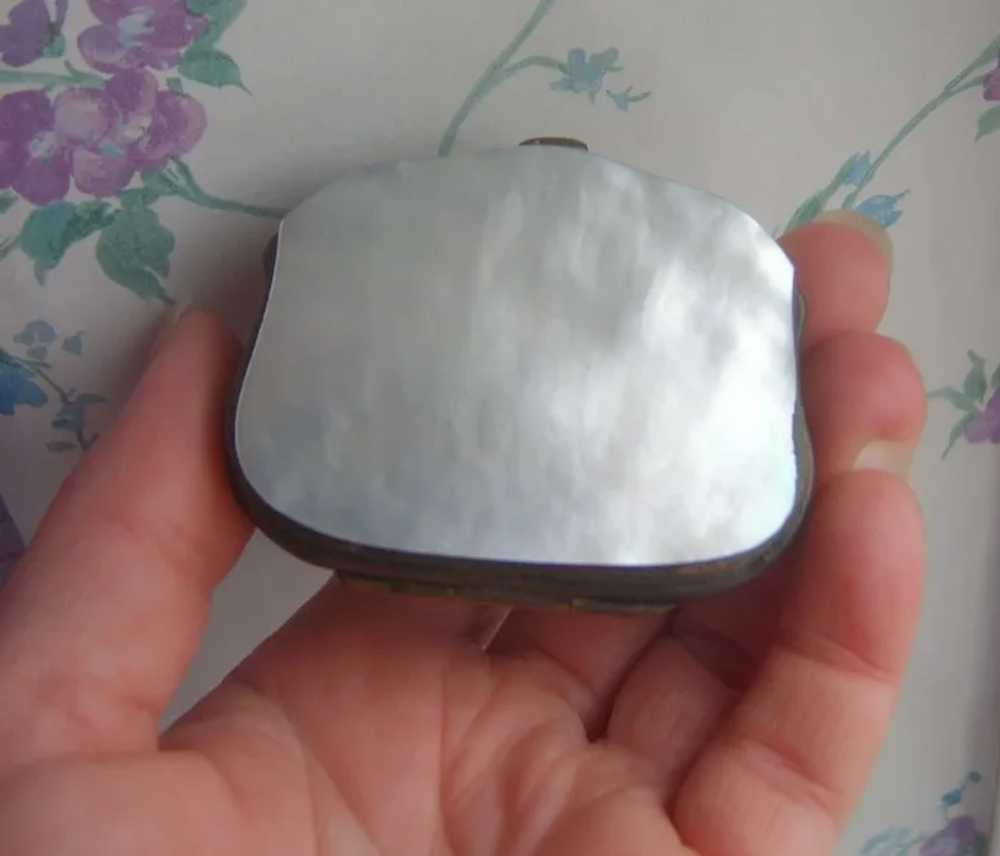 Victorian Mother of Pearl Coin Purse with Blue Le… - image 9