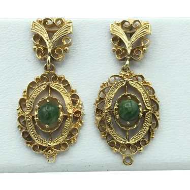 14K Semi-Precious Stone Earrings - image 1