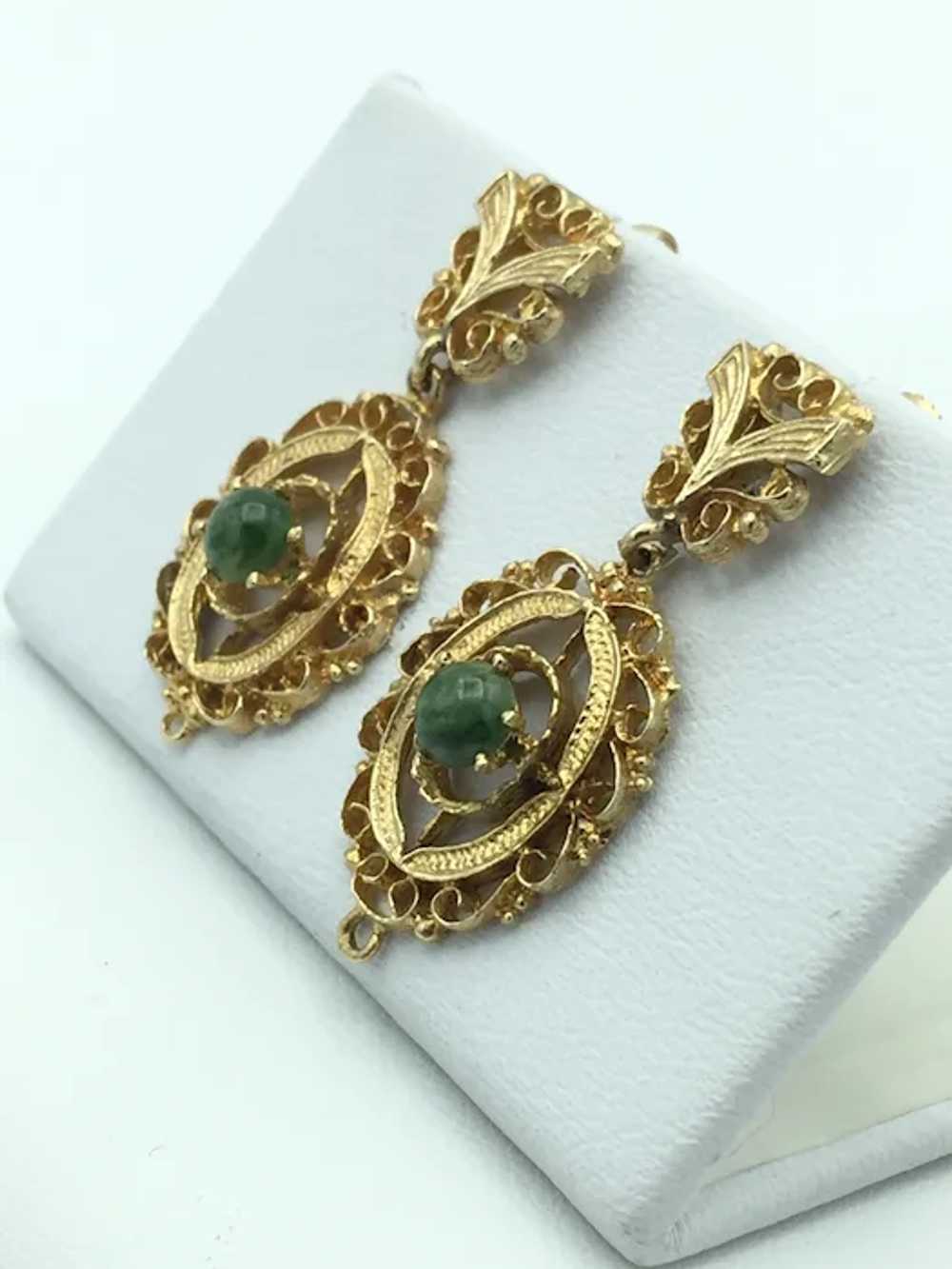 14K Semi-Precious Stone Earrings - image 2