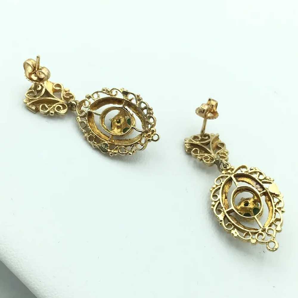 14K Semi-Precious Stone Earrings - image 3