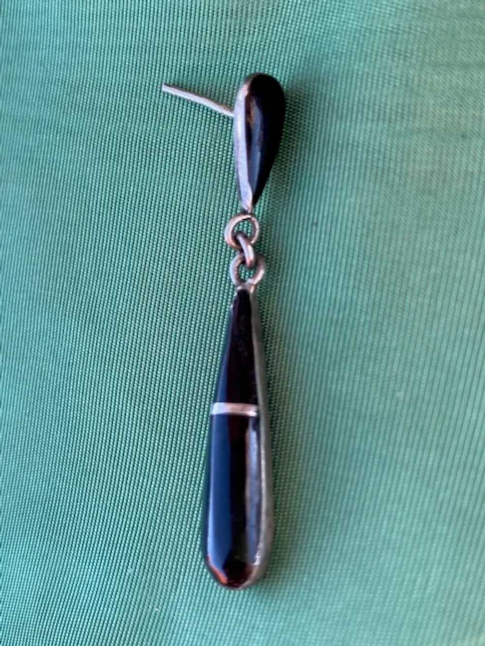 1990s Onyx Silver Drop Earrings Pierced - image 5