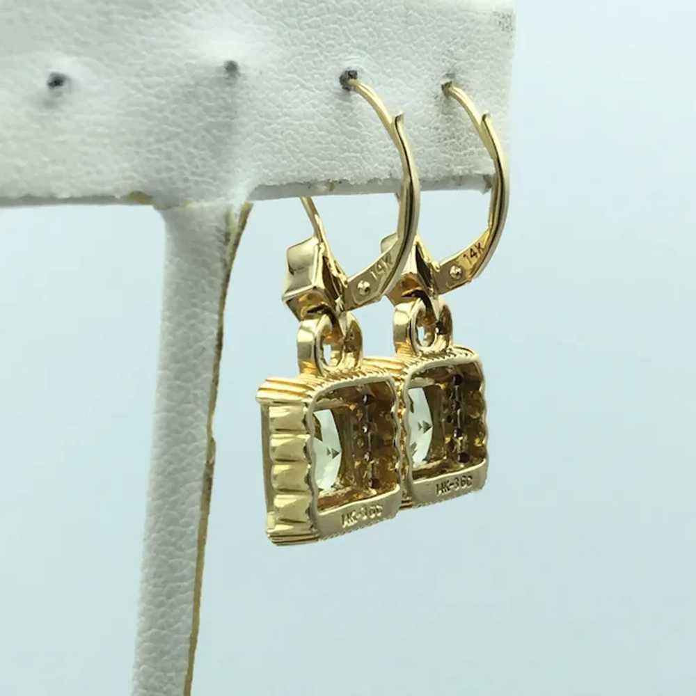 14K Prasiolite and .40 CTW Diamond Earrings - image 3