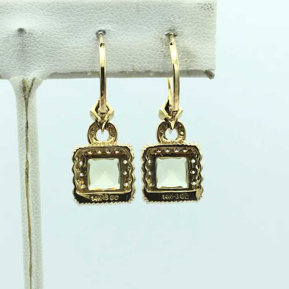 14K Prasiolite and .40 CTW Diamond Earrings - image 4