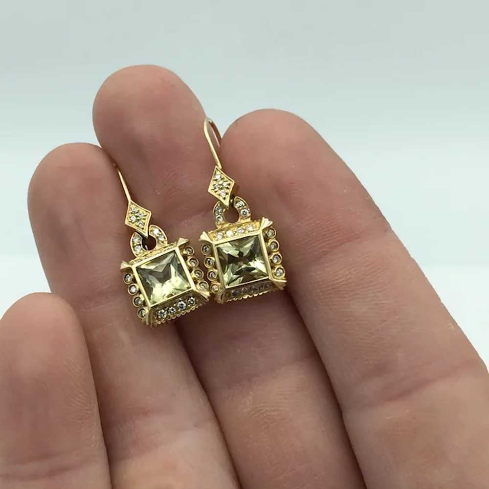 14K Prasiolite and .40 CTW Diamond Earrings - image 5