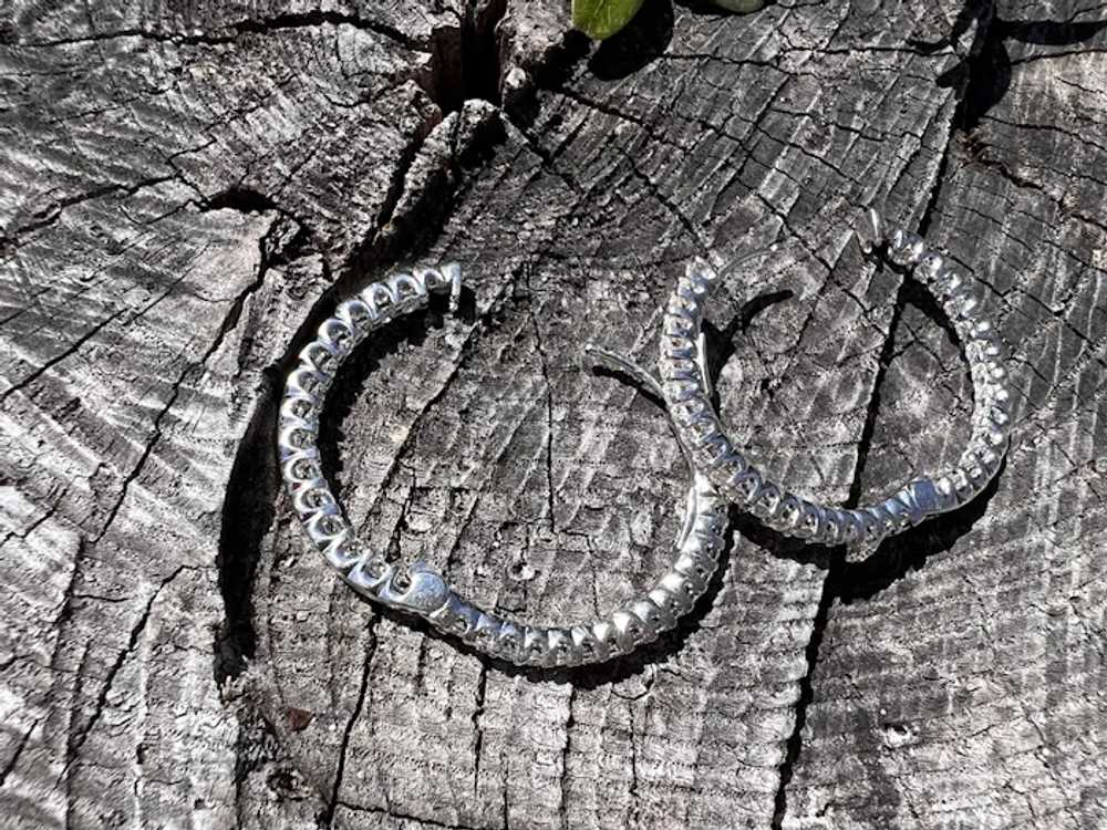 14k White Gold Diamond Hoop Earrings - image 10