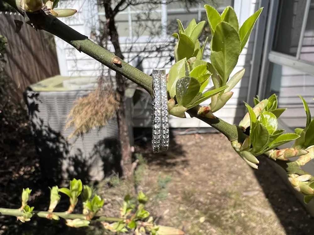 14k White Gold Diamond Hoop Earrings - image 4