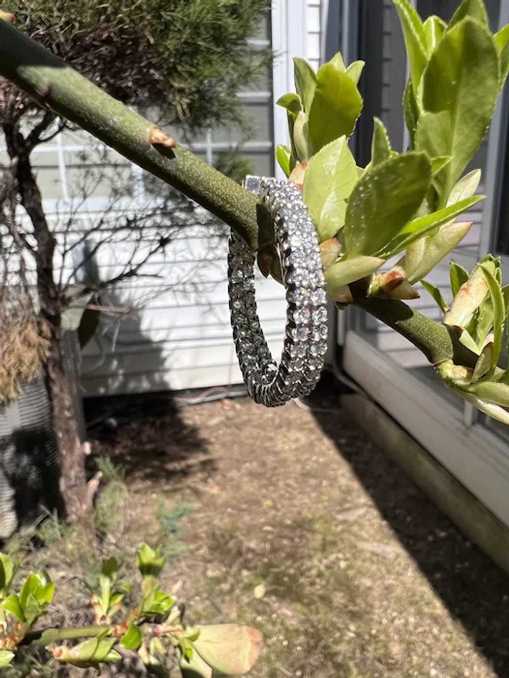 14k White Gold Diamond Hoop Earrings - image 9