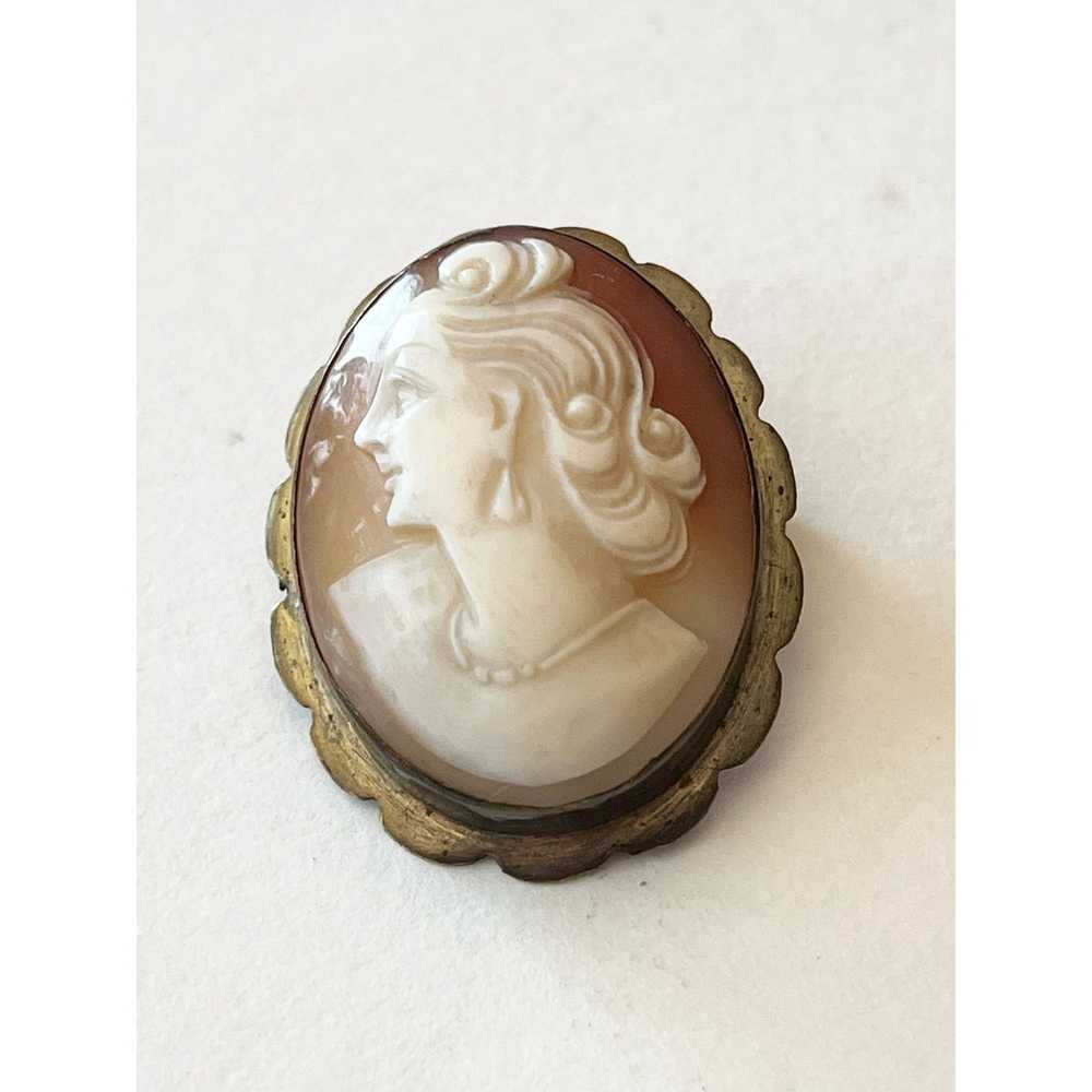 Vintage Antique Estate Carved Shell Cameo Brooch … - image 2