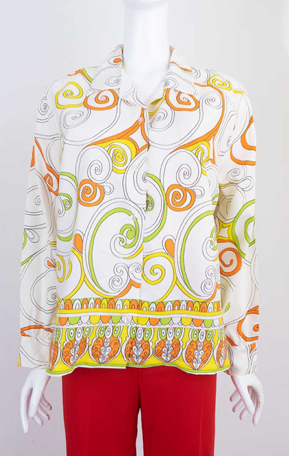 Sixties Borderprint Blouse - image 1