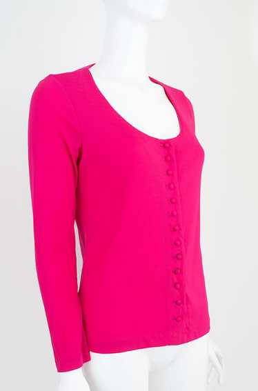 Hot Pink 1970s Scoop Neck Blouse