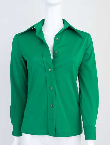 Kelly Green 1970s Blouse - image 1