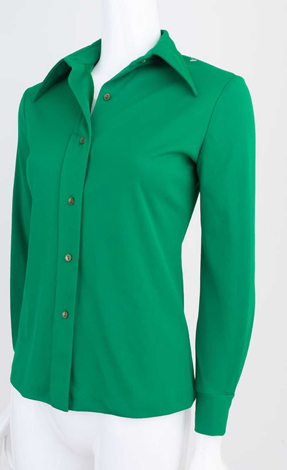 Kelly Green 1970s Blouse - image 2