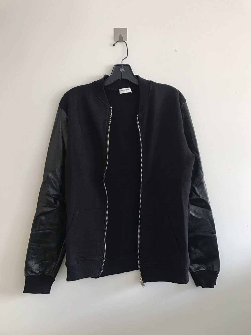 Saint Laurent Paris Hedi SLP Leather Sleeve Jacket - image 1