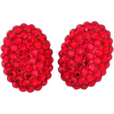 Richard Kerr Domed Red Rhinestone Earrings, Clip O